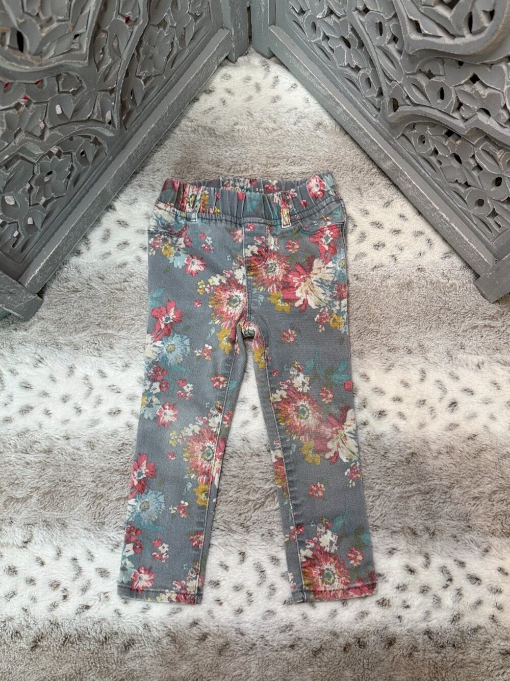 Baby GAP pastel floral jeans girls 3T girlhoodcore denim preschool winter